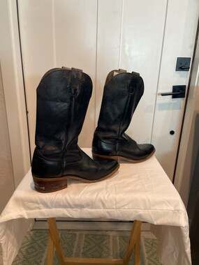 Vintage Capezio Black Leather Cowboy Western Boots Women's Size 10